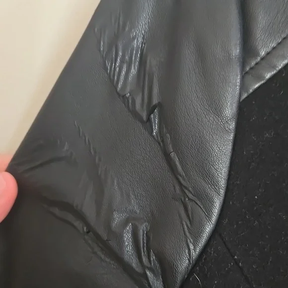 Marc New York Andrew Marc Faux Leather Sleeve Pea Coat - Picture 6 of 16